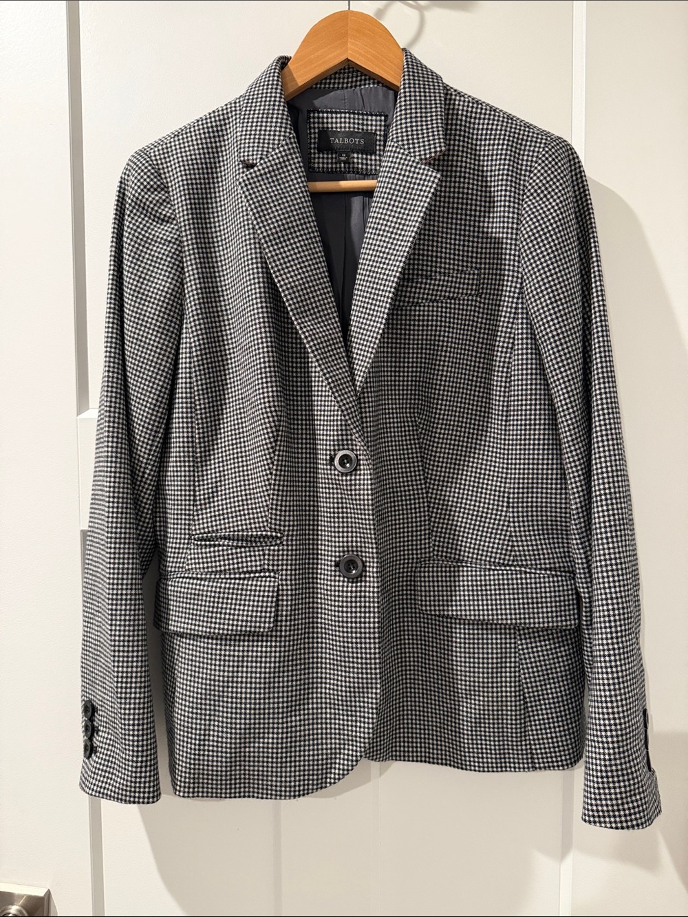 Talbots Black and White Houndstooth Blazer